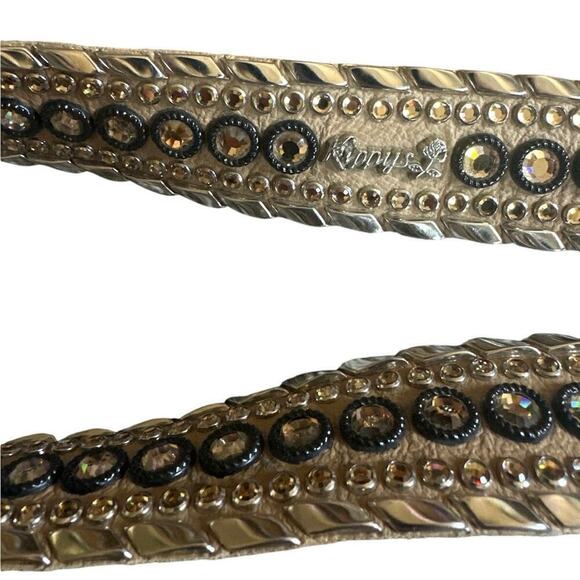 Cowgirl Kippys Swarovski Crystal Rhinestone Gold Leather Western Belt Size 30 main image 5